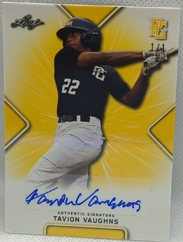 TAVION VAUGHNS 2021 Leaf Perfect Game National Showcase AUTO GOLD #1/1 Oklahoma
