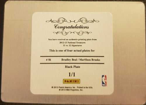 Bradley BEAL MarShon BROOKS 2012-13 National Treasures DUAL PRINTING PLATE #1/1