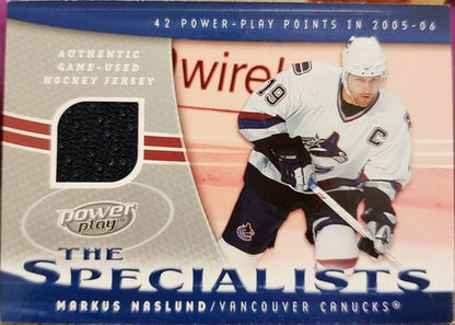 MARKUS NASLUND 2006-07 Upper Deck Power Play Game Used Worn Hockey Jersey Canuck