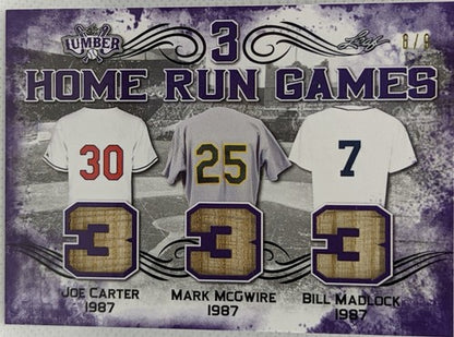 Mark McGWIRE Joe CARTER Bill MADLOCK 2021 Leaf Lumber TRIPLE Game Used BAT #6/9