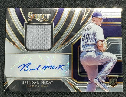 BRENDAN McKAY 2020 Panini Select Rookie DUAL RC AUTO JERSEY Relic SP #/209 Rays
