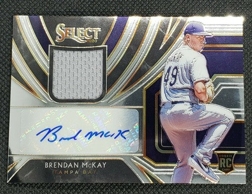 BRENDAN McKAY 2020 Panini Select Rookie DUAL RC AUTO JERSEY Relic SP #/209 Rays