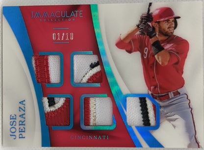 JOSE PERAZA 2017 Panini Immaculate 5 Game Used Jersey PATCH Blue SP #01/10 Reds