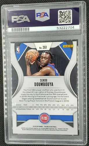 SEKOU DOUMBOUYA 2019-20 Panini Prizm SP RC Rookie PSA Graded 9 MINT Pistons #261