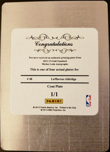 LaMarcus Aldridge 2012-13 Playoff National Treasures PRINTING PLATE SP #1/1 of 1