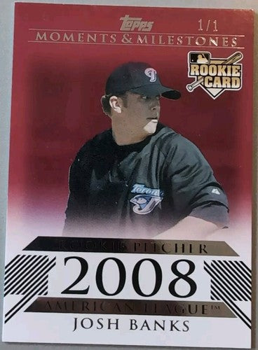 JOSH BANKS 2008 Topps Moments & Milestones RC RED SP #1/1 Blue Jays Padres #176