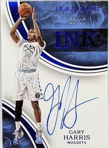 GARY HARRIS 2015-16 Panini Immaculate Ink BLUE AUTO SP #08/10 Nuggets Magic