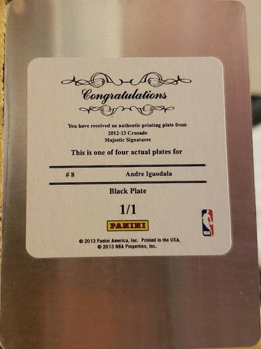 ANDRE IGUODALA 2012-13 Crusade Majestic Signatures PRINTING PLATE SP 1/1 Nuggets