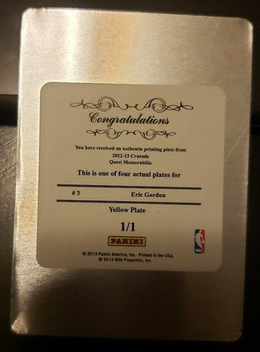 ERIC GORDON 2012-13 Panini Crusade Quest Memorabilia PRINTING PLATE SP #1/1 of