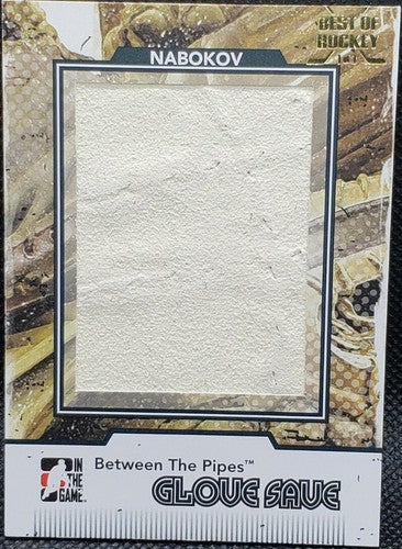 EVGENI NABOKOV 2009-10 ITG Hockey GAME USED WORN GLOVE PATCH Gold SP #1/1 Sharks