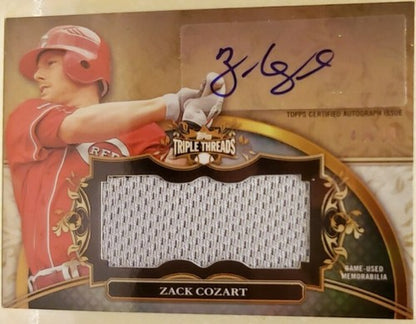 ZACK COZART 2013 Topps Triple Threads Unity Dual AUTO Game Used Jersey #/99 Reds