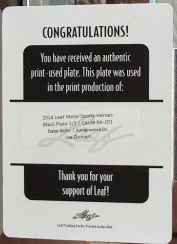 JOE DUMARS 2024 Leaf Metal Sports Heroes AUTO PRINTING PLATE SP #1/1 Pistons NBA