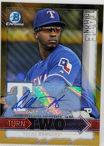 Lewis BRINSON Dillon TATE 2016 Bowman Chrome DUAL AUTO Gold SP /50 Texas Rangers