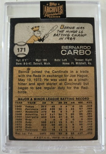 BERNIE CARBO 2022 Topps Archives Signature Series 1973 Buyback AUTO /5 Cardinals