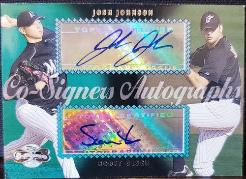 Josh JOHNSON Scott OLSEN 2006 Topps Co-Signers DUAL AUTO SP Florida Marlins RC