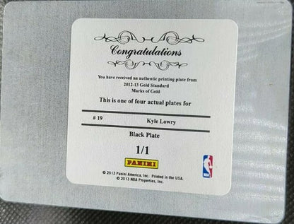 KYLE LOWRY 2012-13 Panini Gold Standard Marks PRINTING PLATE #1/1 Raptors One of