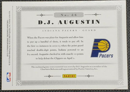 D.J. AUGUSTIN 2012-13 National Treasures JUMBO Game Used Jersey SP /99 Pacers DJ