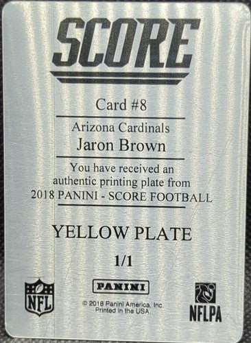 JARON BROWN 2018 Panini Score PRINTING PLATE SP #1/1 Cardinals Seahawks One of