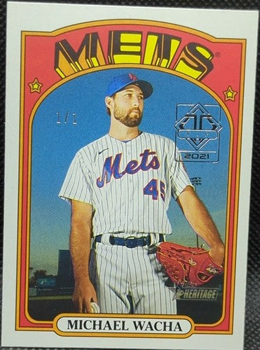 MICHAEL WACHA 2021 Topps Transcendent VIP PARTY Heritage SP #1/1 NY Mets One of