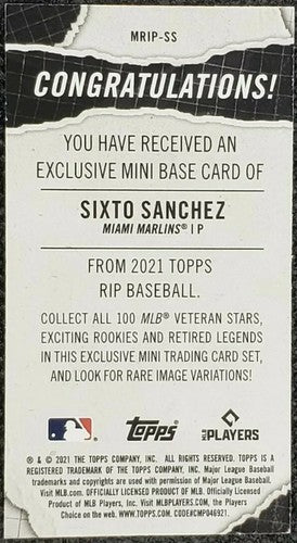SIXTO SANCHEZ 2021 Topps Rip Card MINI RC GREEN Parallel SP #/15 Miami Marlins