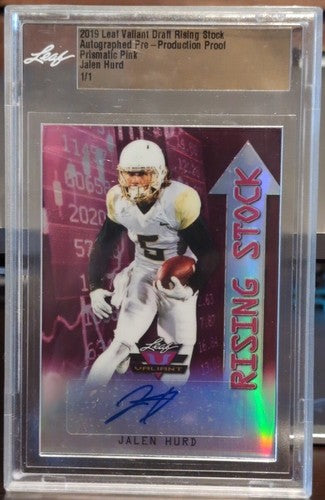 JALEN HURD 2019 Leaf Valiant Rising Stock Pre-Production Proof RC AUTO 1/1 49ers