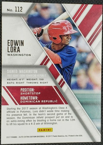 EDWIN LORA 2017 Elite Extra Edition Aspirations GOLD PARALLEL RC #1/1 Nationals