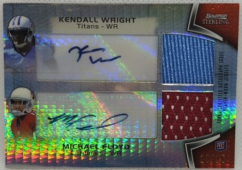 Michael FLOYD Kendall WRIGHT 2012 Bowman Sterling DUAL AUTO JERSEY Prism #13/15