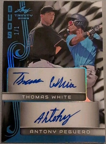 Thomas WHITE Antony PEGUERO 2023 Leaf Trinity Duos DUAL AUTO BLACK #1/1 Marlins
