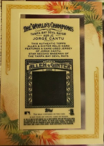 JORGE CANTU 2006 Topps Allen & Ginter Framed MINI Game Used JERSEY Relic SP Rays