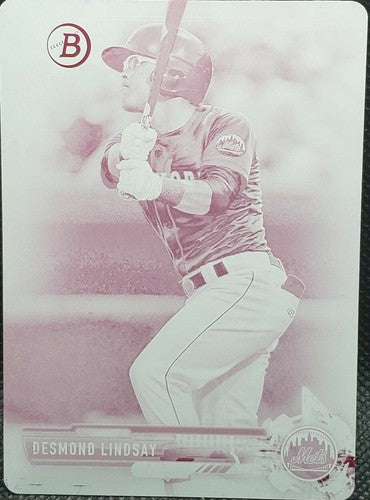 DESMOND LINDSAY 2017 Topps Bowman Draft RC PRINTING PLATE SP #1/1 NY Mets One of