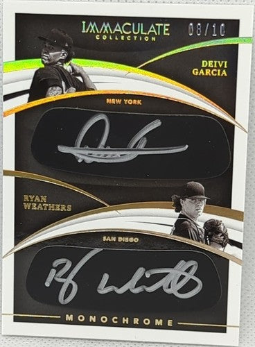 Ryan WEATHERS Deivi GARCIA 2021 Panini Immaculate DUAL Eye Black AUTO GOLD #8/10