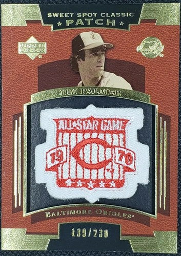 JIM PALMER 2004 UD Sweet Spot Classic Souvenir ALL-STAR LOGO PATCH #/230 Orioles