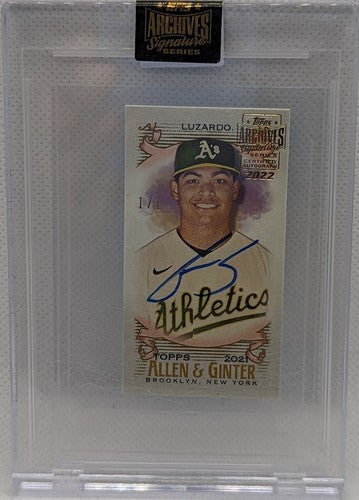 JESUS LUZARDO 2022 Topps Archives 2021 Allen & Ginter Mini AUTO #1/1 Marlins A's