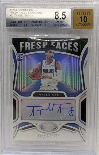 TYRELL TERRY 2020-21 Panini Certified Fresh Faces RC AUTO 10 BGS Graded 8.5 Mavs