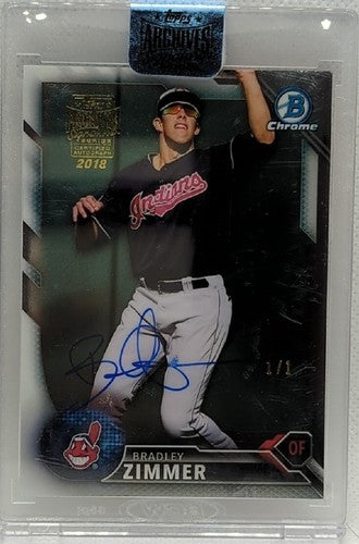 BRADLEY ZIMMER 2018 Topps Archives 2016 Bowman Chrome RC AUTO #1/1 Cleveland of
