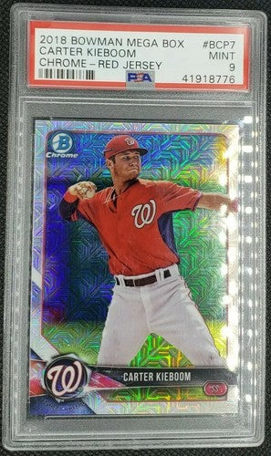 CARTER KIEBOOM 2018 Bowman Chrome Mega Box Mojo Refractor RC Graded PSA 9 Mint