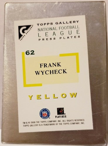 FRANK WYCHECK 2000 Topps Gallery Yellow PRINTING PLATE 1/1 Houston Oilers Titans