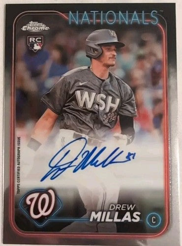 DREW MILLAS 2024 Topps Chrome Rookie Prospect RC AUTO SP Nationals Athletics A's