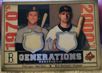 Fred LYNN Nick MARKAKIS 2008 SP Legendary Cuts Dual Game Used Worn Jersey Relic