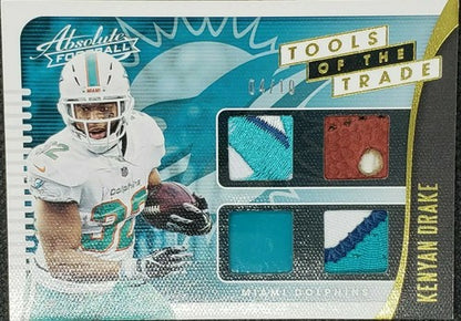 KENYAN DRAKE 2019 Panini Absolute QUAD Helmet Jersey LOGO PATCH SP #/10 Dolphins
