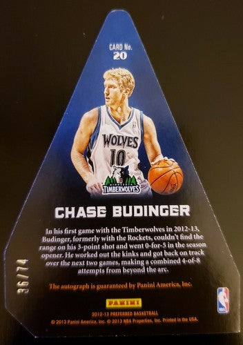 CHASE BUDINGER 2012-13 Panini Preferred Crown Royale Red AUTO Autograph SP #/74