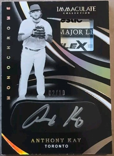 ANTHONY KAY 2020 Panini Immaculate Eye Black AUTO LAUNDRY TAG LOGO PATCH SP #/10