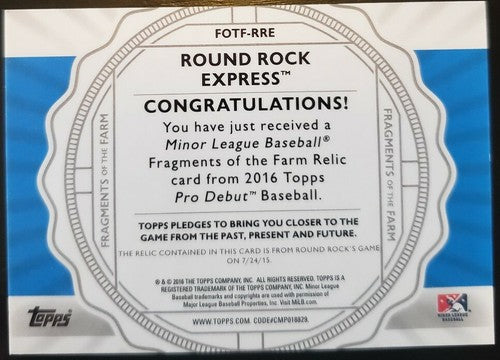 2016 Topps Pro Debut Round Rock Express Ugly Christmas Sweater Jersey PATCH #/50
