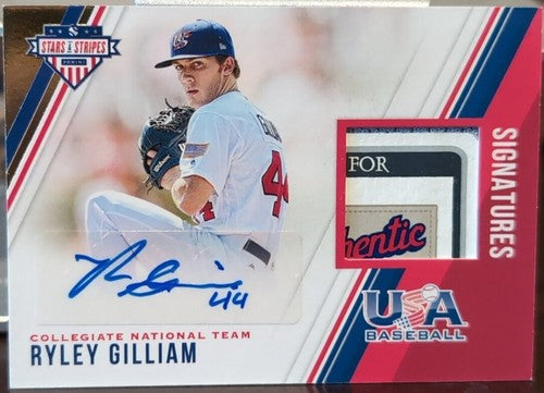 RYLEY GILLIAM 2018 USA Stars Stripes DUAL AUTO JERSEY LAUNDRY TAG LOGO PATCH #/8