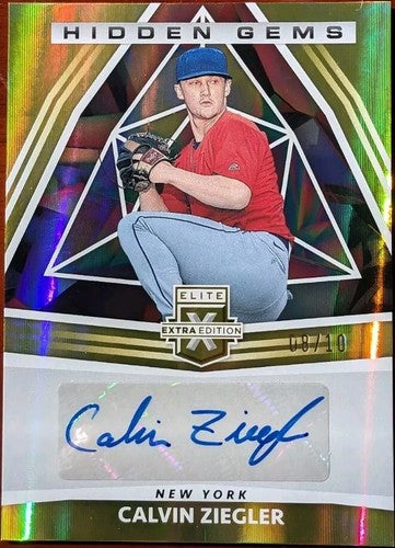 CALVIN ZIEGLER 2022 Panini Elite Extra Edition Hidden Gems RC AUTO GOLD /10 Mets