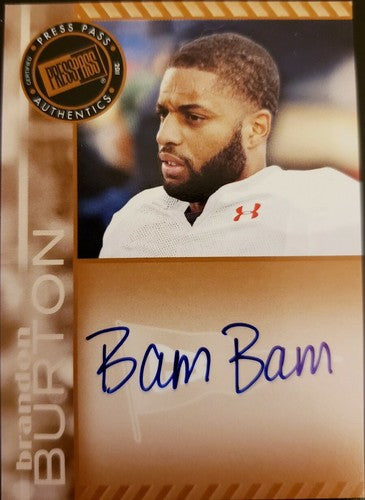 BRANDON BURTON 2011 Press Pass Rookie Nickname AUTO Autograph Inscription RC SP