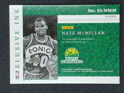 NATE McMILLAN 2018-19 Panini Cornerstones Elusive Ink MARBLE AUTO SP #/10 Sonics