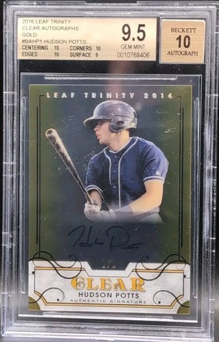 HUDSON POTTS 2016 Leaf Trinity Clear RC AUTO GOLD 1/1 BGS Graded 9.5/10 Gem Mint