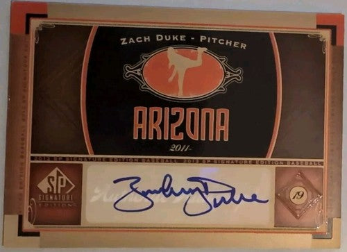 ZACH DUKE 2012 Upper Deck UD SP Signature Edition AUTO AZ5 Diamondbacks Pirates