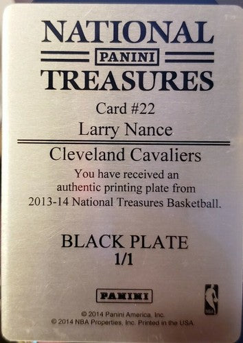 LARRY NANCE 2013-14 Panini National Treasures PRINTING PLATE #1/1 of 1 Cavaliers